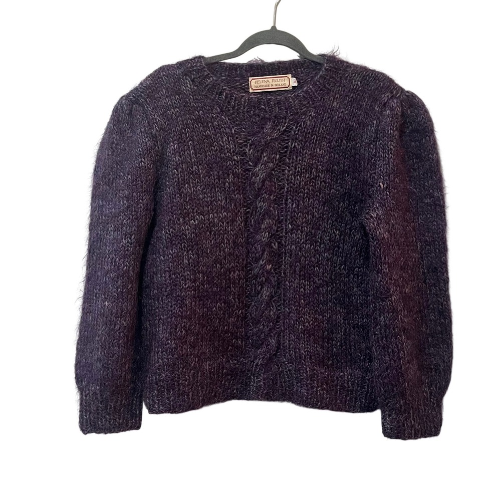 Helena Ruuth Sweater Womens Small Purple Cable Knit Mohair Wool Ireland Oversize
